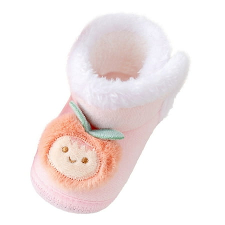 Quealent Unisex Baby Booties Winter Warm Snow Boots Baby Ankle Boots First Walker Crib Shoes (Pink 5.5)