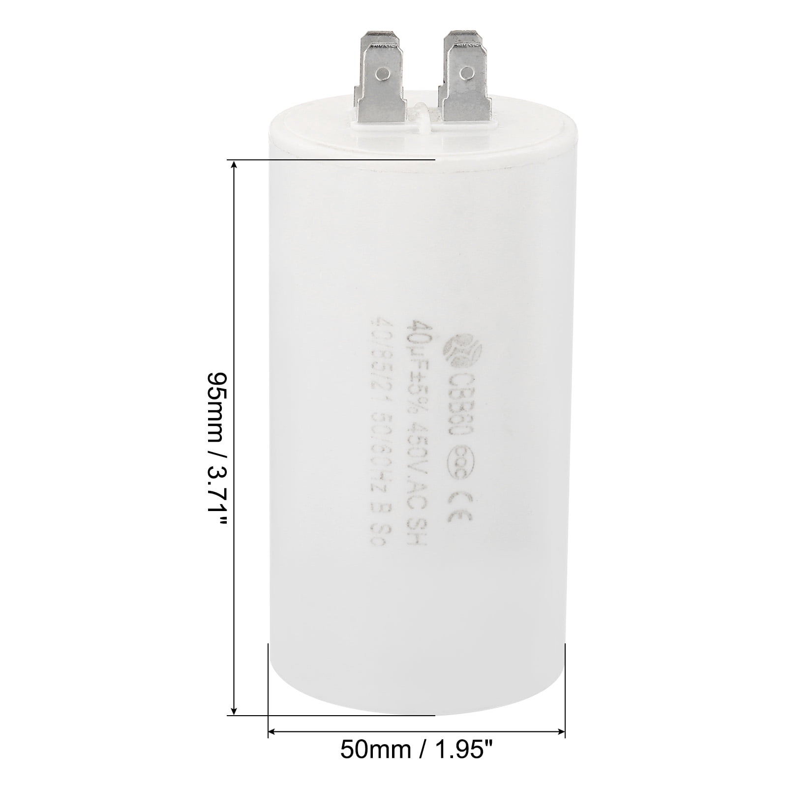 CBB60 40uF Running Capacitor,2pack AC450V 4 pins 50/60Hz Cylinder 1.95 x  3.71inch