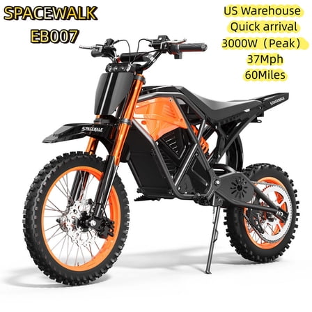 3000W Peak Spacewalk EB007 Electric Dirt Bicycles For Adult,48V 20AH Battery,37.5MPH Off-Road Ebike with 14"/12" Fat Tires,UL2849 Certified