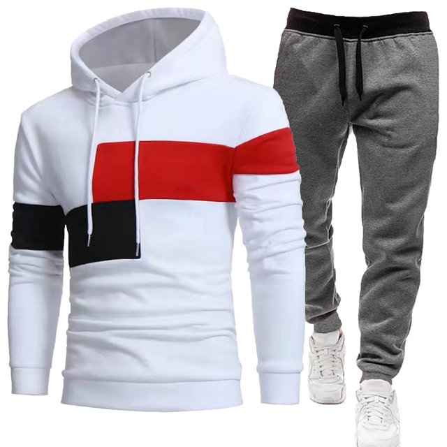 Ensemble de Vestes Décontractées à Capuche Manches Longues Couleur Unie pour Hommes