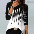 thumbnail image 3 of Blusa de camiseta de manga larga de color de contraste de costura de cuello redondo casual de moda para mujer Fridja  fhghd1621, 3 of 8