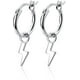 thumbnail image 1 of SAILING Pendientes de aro delicados y pequeños con forma de rayo para mujeres, niñas y hombres, de plata de ley bañada en plata de ley, clip de gota personalizado, hipoalergénico, 1 of 5