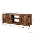 thumbnail image 3 of Farmhouse TV Stand, Modern TV Stand with 2 Open Shelves and 2 Doors, Wood Entertainment Center Rustic TV Stand Media Console Stand for Living Room Bedroom, Walnut, 3 of 7