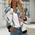 thumbnail image 2 of DondPO Bomber Jacket Women Women Autumn Fashion Leisure Square Thin Pocket Jacket Blouse Coat Baseball Top Jackets for Women Trendy Floral Jackets for Women Gray S, 2 of 5