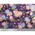 thumbnail image 3 of Soimoi Purple Cotton Duck Fabric Periwinkle & Peony Floral Print Fabric by the Yard 42 Inch Wide, 3 of 3