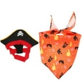 thumbnail image 1 of 1 Set of Halloween Pet Costume Cat Pirate Cosplay Hat Triangular Scarf Kit for Party, 1 of 9