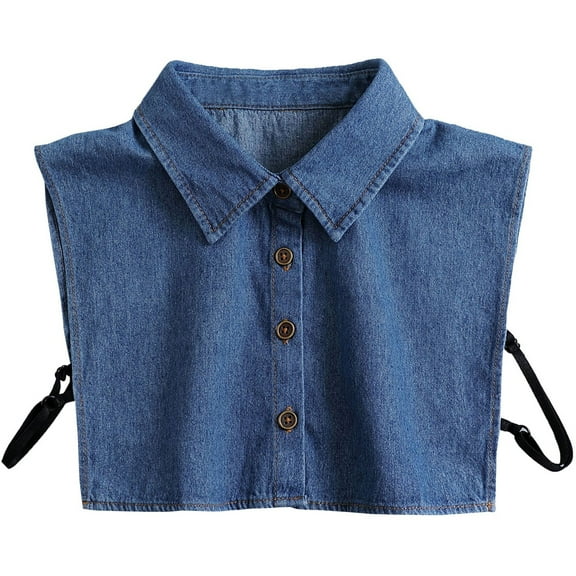 LoudSung False Collar Detachable Half Shirt Blouse Fake Collar Denim Design Elegant for Women Girls