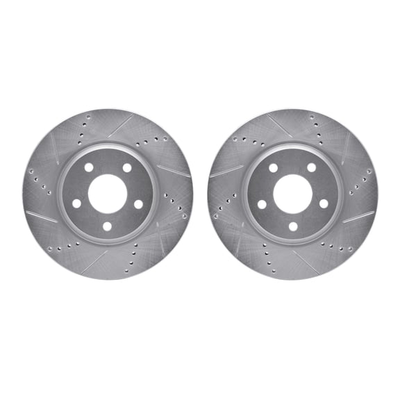 Dynamic Friction Company Front Brake Rotors-Drilled and Slotted-Silver 7002-53000