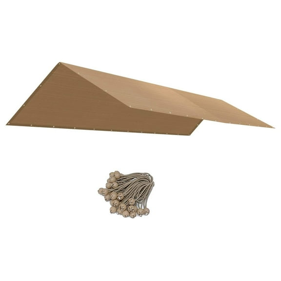 SONGMY 10'X20' Carport Canopy Replacement Carport Top Cover for Garage Shelter, w/ Bungees, Cover (Tan)