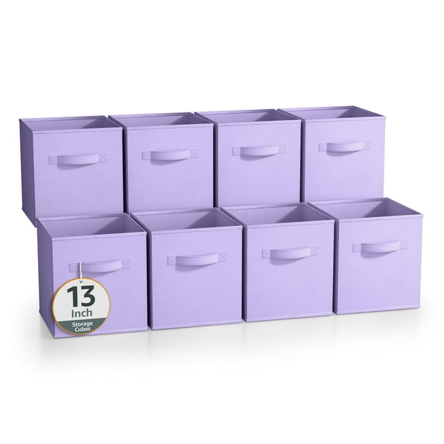 Sorbus Cubos de Almacenamiento de Tela Plegables de 13 Pulgadas, 8 Cestas Plegables para Organizar Armarios, Estantes, Ropa, Juguetes, Libros, Morado Pastel
