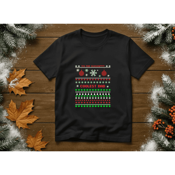 Coolest Dad Ugly Christmas Sweater Funny Holiday Unisex T-Shirt, up to size 5XL
