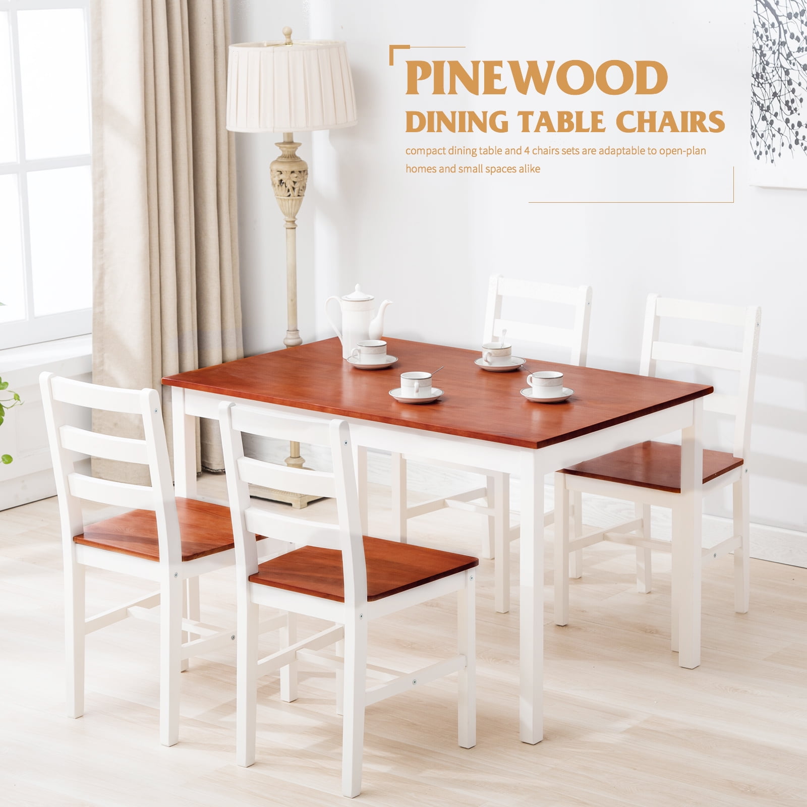 Mecor 5 Piece Dining Table Set 4 Wood Chairs Kitchen Furniture Wood Walmart Com Walmart Com