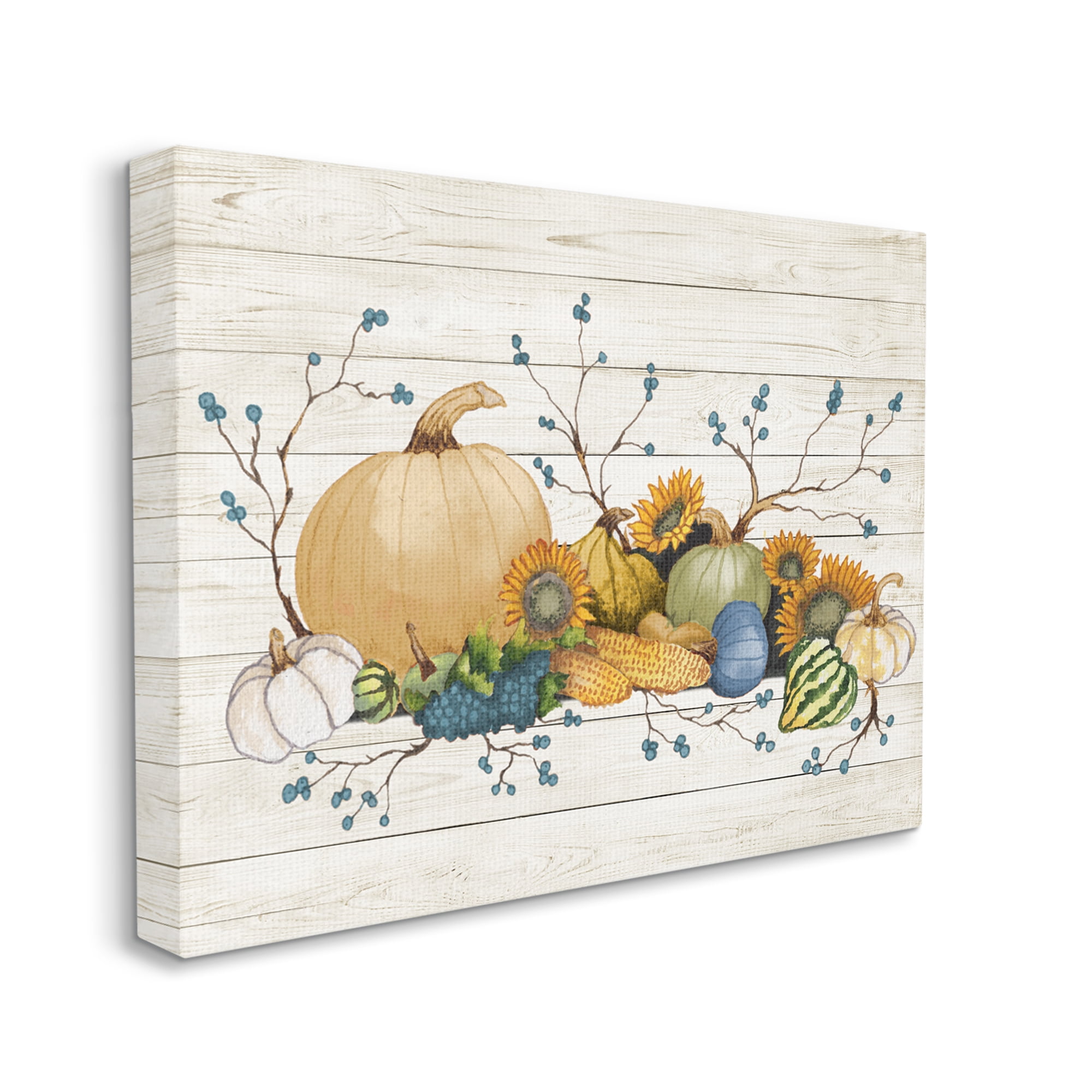 Rustic Abundant Harvest Vegetables Fall Botanical Spread Botanical & Floral Painting Gallery-Wrapped Canvas Print Wall Art