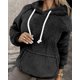 thumbnail image 2 of Suéter de mujer 2023 invierno nueva moda casual felpa aislamiento color sólido manga larga diseño de bolsillo cordón sudadera con capucha, 2 of 5