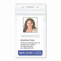 Advantus  PVC-Free Badge Holders- Vertical- 3 in. x 4 in.- Clear- 50-Pack