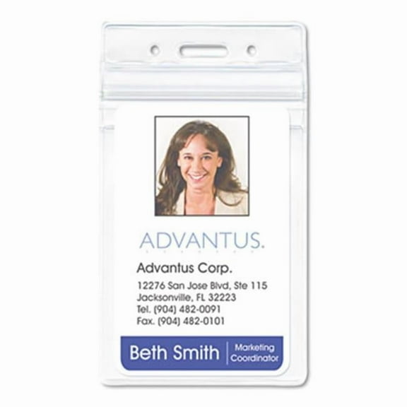 Advantus  PVC-Free Badge Holders- Vertical- 3 in. x 4 in.- Clear- 50-Pack