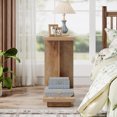thumbnail image 5 of Finmind C-Shaped Side Table for Couch, 2-Tier C Table with Sturdy Pedestal, Farmhouse Sofa End Table for Living Room, Bedroom, Brown (Set of 2), 5 of 7