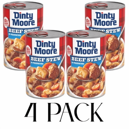 DINTY MOORE Best Beef Stew with Potatoes and Carrots, Shelf Stable, Packaged Meals, 15 oz Steel Can (4 Pack)