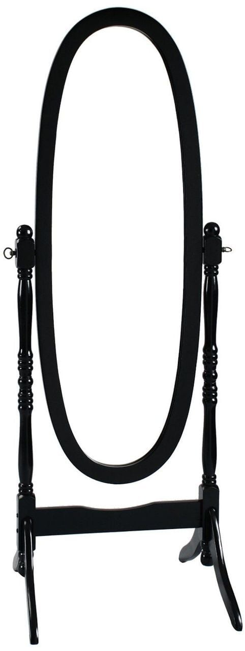 Roundhill Furniture Specchio Da Pavimento Queen Anna – Inclinabile – Nero – Legno E Vetro – 57x40x150 Cm – Stile Classico