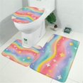thumbnail image 2 of Dreamy Pastel Wave Pattern Bathroom Rugs Sets 3 Piece,Toilet Cover Set,Absorbent Non Slip Bathroom Mats Sets with U-Shaped Contour Rug Toilet Rug Set, 2 of 5