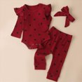 thumbnail image 2 of Toddler Baby Girl Summer Outfit Romper Pants Bow Headband & Hat Sets Newborn Infant Clothes, 2 of 6