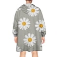 thumbnail image 2 of Wearable Oversized Blanket,Gray Daisy Flower White Blooms Pattern Wearable Blanket Hoodie for Adults,Cozy Hooded Blankets with Super Pockets,Super Warm Fuzzy Pullover for Women & Men, 2 of 6