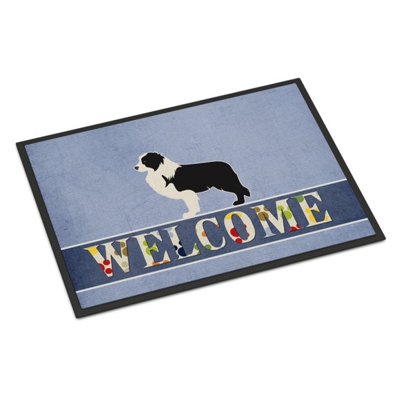 Carolines Treasures BB5527MAT Black Border Collie Welcome Door Mat Indoor Rug or Outdoor Welcome Mat 18x27 Doormat  18H