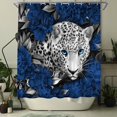 thumbnail image 3 of Cortina de ducha con estampado de leopardo y safari africano para decoración de baño, tela de poliéster, 72 x 72 pulgadas (azul), 3 of 4