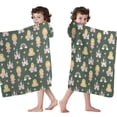 thumbnail image 4 of Dark Green Princess Castle Pattern Hooded Bath Towel，60"x35" for Ages 3 To 12 Kids, Quick Dry Lightweight Soft Microfiber Hood Beach Towel Cover Up for Kids, 4 of 7