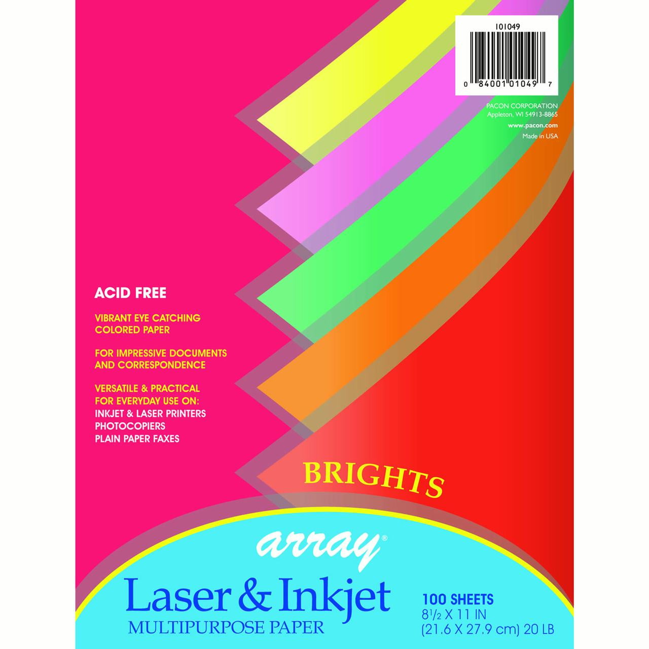 Array® Multi-Purpose Paper, Bright Colors - 100 Sheets per pack, 3 packs
