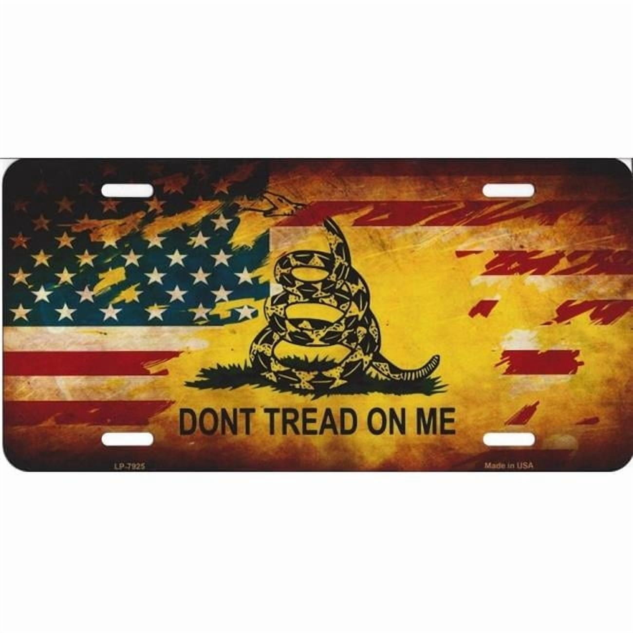 American Black Flag Embossed Aluminum License Plate Cover - 3D Stars & Stripes, Blue Line, 12x6 Inches