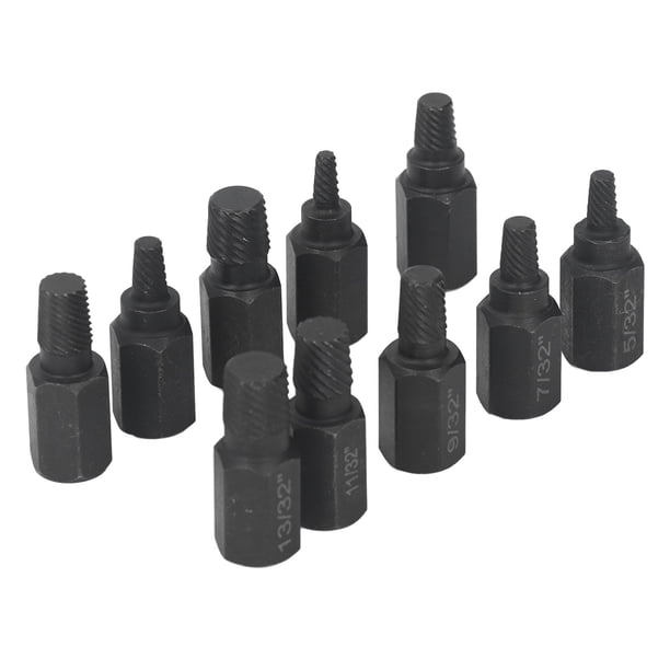 Extractor De Tornillos Dañados, Acero Al Cromo Vanadio Negro, Mano De Obra Fina, Eficiente, Fácil De Instalar, Juego De Extractores De Tornillos Rotos, 10 Piezas Para Pernos Para