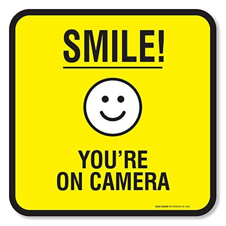 - (4 Pack) Smile You're on Camera Sign Self Adhesive