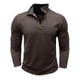 thumbnail image 4 of Aimik Men's Quarter Zip Pullover Fleece Lined Long Sleeve Golf Shirts for Men Thermal 1/4 Half Zip Sweatshirts-Brown S, 4 of 5