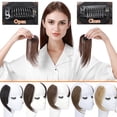 thumbnail image 4 of SEGO Clip in Hair Extensions Hair Bangs 100% Real Human Hair 2PCS French Bangs Wave Fringe Side Bangs Swept Natural Black Hair Piece, 4 of 6