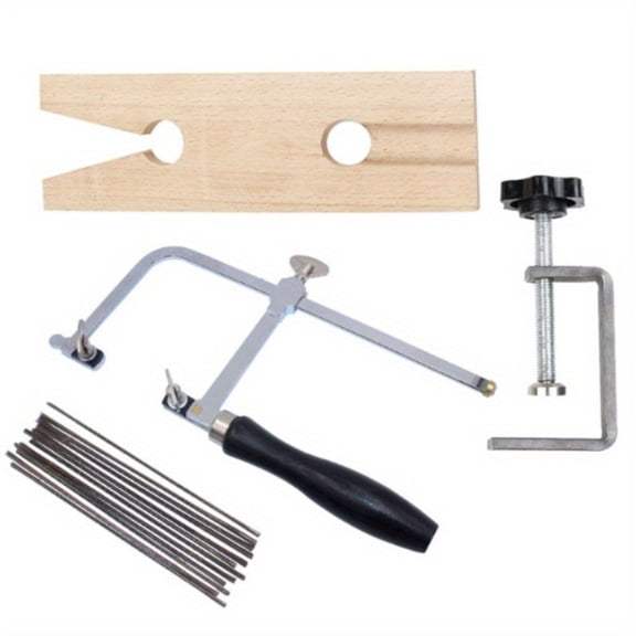 3 in 1 Professional Jeweler's Saw Set Saw Frame 144 Blades Wooden Pin Clamp Wood Metal