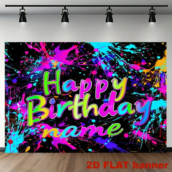Custom Glow in the Dark Party Decorations Banner Graffiti Sign Backdrop Photo Booth Props Background Party Favors