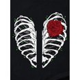 thumbnail image 4 of Skeleton And Rose Print Casual Sports Tee, Fashionable Short Sleeves Workout T-shirt Top, Women's Activewear, 4 of 7
