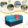 thumbnail image 7 of Devoko 2 Pieces Patio Sectional Set Outdoor Rattan Loveseat with Cushions & Red Pillow, Bule, 7 of 7