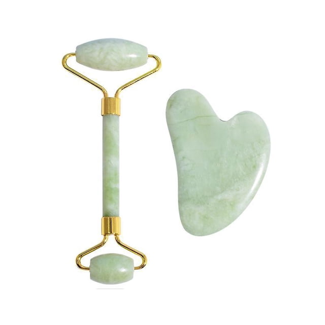 Set Masajeador Facial-Rodillo De Jade-Piedra Gua Sha-Diadema Mujer Spa. Rodillo de masaje facial para mujer-Rodillo facial de jade-facial Guasha. Masajeador de ojos.