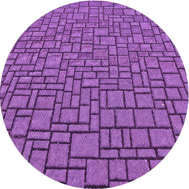 Ahgly Company Machine Washable Indoor Round Transitional Heliotrope Purple Area Rugs, 4' Round