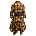 thumbnail image 3 of Womens Plaids Shirt Mini Dress Long Sleeve Turndown Collar Button Down Dress Casual Irregular Hem Dress With Belt, 3 of 3