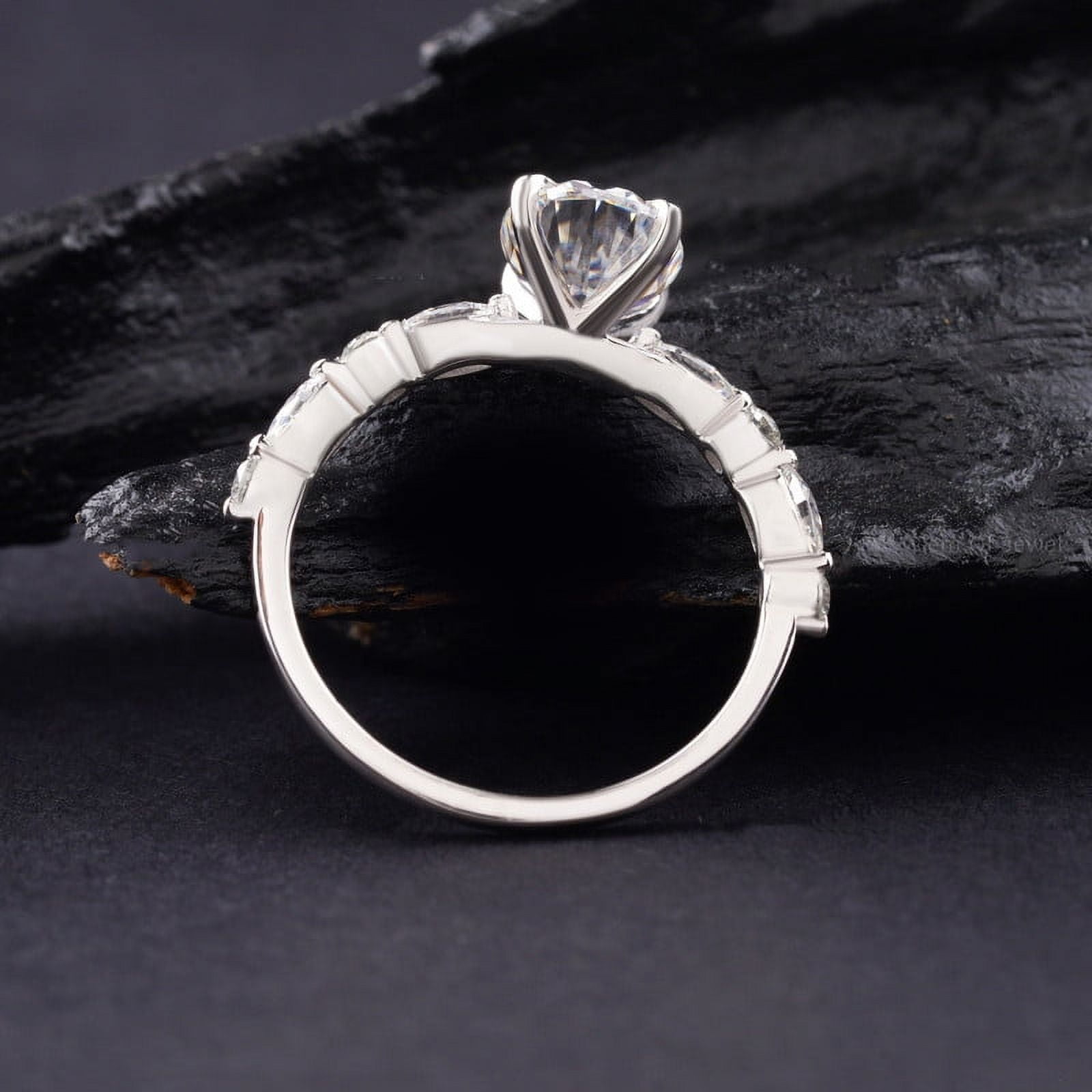 Cora Jewellery 2TCW Oval Moissanite Engagement Ring For Women, 14K White Gold