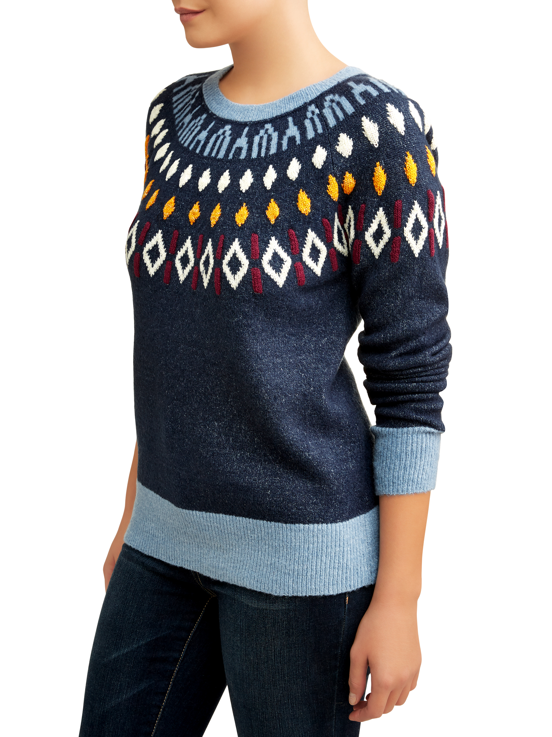 Time and Tru Women's Fair Isle Pullover Sweater - image 4 of 5