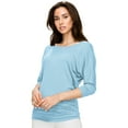 thumbnail image 4 of Made by Johnny Women's Boat Neck 3/4 Sleeve Draped Dolman Top with Side Shirring Premium Shirt XS AQUA, 4 of 6