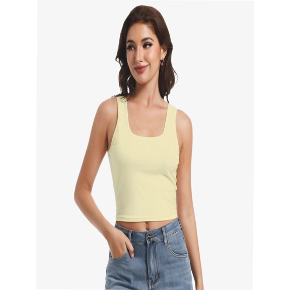 Women’s Sexy Sleeveless Crop Tops Scoop Neck Cropped Tank Top