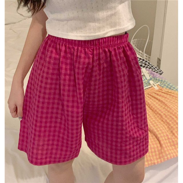 WILLBEST Pantalones Casuales para Mujer, Cintura Alta, Cuadros, Retro, Rectos, Pierna Ancha, Corte A, para Damas Unitalla