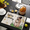 thumbnail image 3 of Groundhog Day Placemats Set of 6, Rustic Spring Botanical Star Yellow Placemats for Dining Table, Place Mats for Kitchen Tabletop, Waterproof Wipeable Dining Table Mats Set, 3 of 9