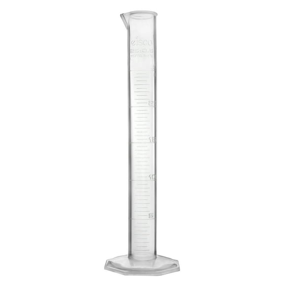 Measuring Cylinder, 25ml - Class B Tolerance - Octagonal Base - Polypropylene Plastic - Industrial Quality, Autoclavable - Eisco Labs
