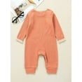 thumbnail image 3 of Qiylii Baby Girls Solid Color Ribbed Romper,Long Sleeve Splicing O-neck Bodysuit, 3 of 7